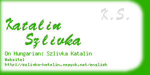 katalin szlivka business card